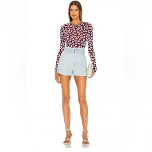 Diane Von Furstenberg DVF
Logan Leaf Shadow Pink Blue Sheer Mesh Top